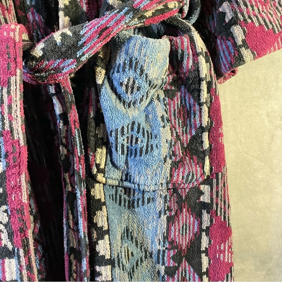 Oscar De La Renta Aztec Loungewear Bathrobe Vintage Heavy Terry Cloth OS - Picture 6 of 8
